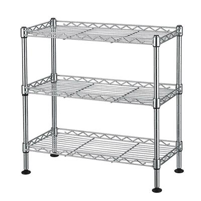 3 Tier Wire Shelving Rack Shelf Adjustable Commercial Garage Kitchen Storage $23.69