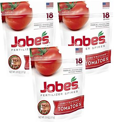 #ad Jobe#x27;s Tomato Fertilizer Spikes 18 Spikes 3 Pack $22.73