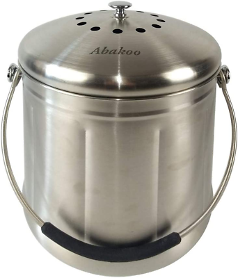 #ad #ad 1.8 Gallon Compost Bin 304 Stainless Steel Kitchen Composter Waste Pail Indoor C $58.99
