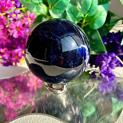 #ad Natural Blue Sodalite Ball Quartz Crystal Home Decor Sphere Reiki Healing Stone $70.00