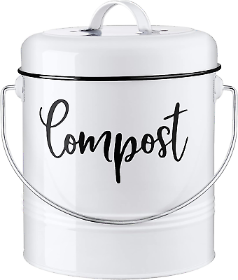 #ad Compost Bin Kitchen 1.3 Gallon Farmhouse Kitchen Compost Bin Countertop Indo $43.87