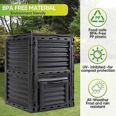 #ad HomGarden 80Gal Composting Bin Large Composter Tumbler BPA Free Black $73.99