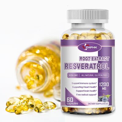 #ad 1200MG Resveratrol Maximum Strength Natural Anti Aging Antioxidant 60 Capsules $10.99
