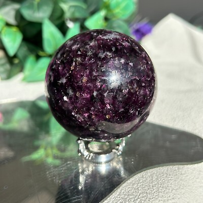 #ad Marvelous Lepidolite Purple Mica Reiki Crystal Sphere Display Healing Stone $55.00