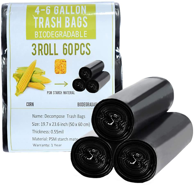 #ad 4 Gallon Trash Bags Biodegradable Small Recycled Compostable Trash Bags Black $10.44