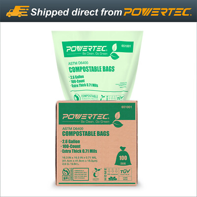 POWERTEC 100 Small Garbage Trash Bags Compostable Bags 2.6 Gallon 0.71 Thick $18.99