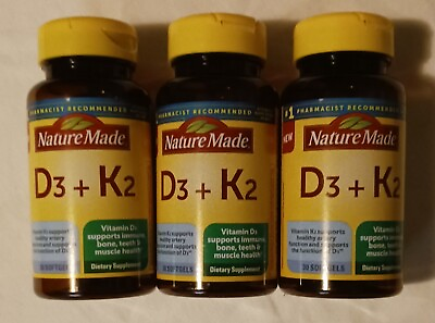 #ad #ad Nature Made Vitamin D3 K2 5000 IU 125 mcg D 30 Count 3 Lot Exp6 25 7 25 $46.95