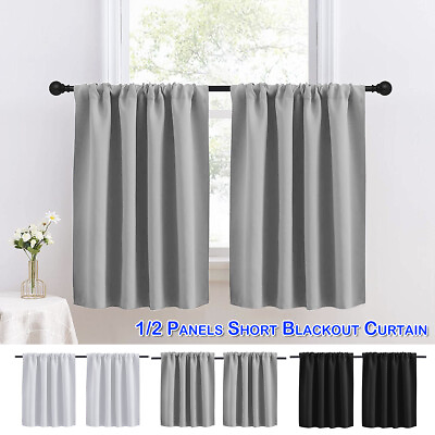 Thermal Blackout Rod Pocket Top Small Short Window Curtains for Bedroom Kitchen $9.29