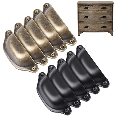 10PCS 3.8Inch Antique Iron Shell shaped Drawer Pulls Cup Handle Cabinet Hardware $7.99