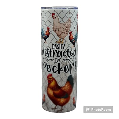 #ad #ad Handmade 20oz Stainless Steel Skinny Tumbler Chicken Chicken Lover Peckers Gift $13.59