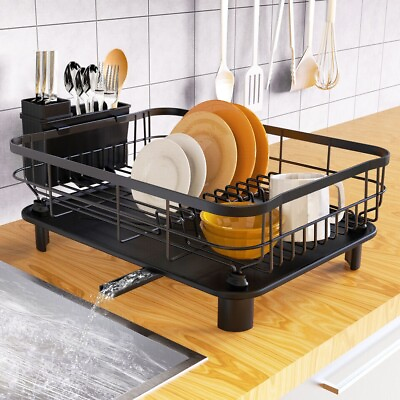 #ad #ad Stainless Steel Kitchen Dish Drying Rack w Utensil Holder amp; Drain Board Durable $24.79