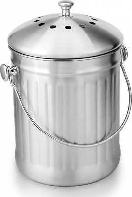 ENLOY Compost Bin Stainless Steel Indoor Bucket for Kitchen Silver $35.84