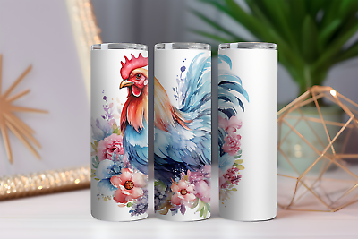 #ad Chicken Water Color Tumbler w Dual Lids $25.00