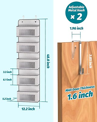 #ad #ad 6 Tier Over the Door Pantry Organizer Adjustable Hanging Storage Baskets window $19.75