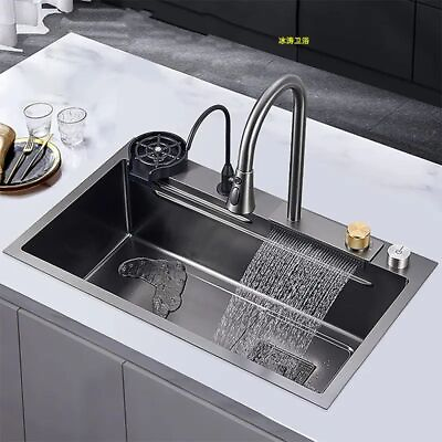 Kitchen Stainless Steel Sinks Big Single Bowl with Dish Rack Under Mount Sinks $237.50