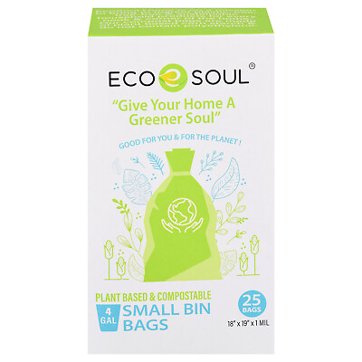 #ad Ecosoul Home Trash Bags 4 Compostable Case Of 12 25 Ct $91.99