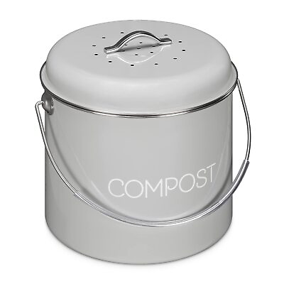 #ad Metal Compost Caddy Bin 1.3 Gallon Kitchen Composting Bucket with Charcoal ... $48.65