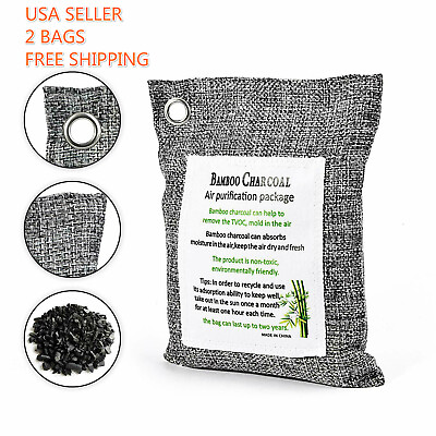 #ad Air Purifying Bag Purifier Nature Fresh Charcoal Bamboo Mold Freshener 2 Bags $11.99