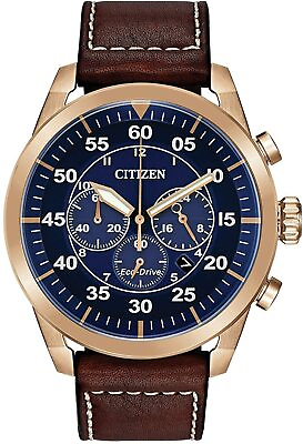 #ad #ad Citizen Men#x27;s Avion Eco Drive Rose Gold Chronograph 45mm Watch CA4213 18L $132.99