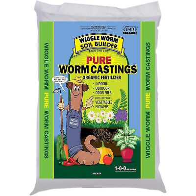 Worm Castings Organic Fertilizer Wiggle Worm Soil Builder 12 pounds $24.66