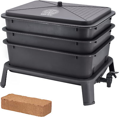 #ad Worm Nerd WN40 4 Tray Worm Composting Bin Kit with Coco Coir Brick for Recycl... $96.99