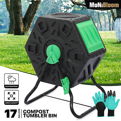 #ad #ad 17 gal Compact Compost Bin Single Chamber Composter Tumbler w GloveSliding Door $67.99