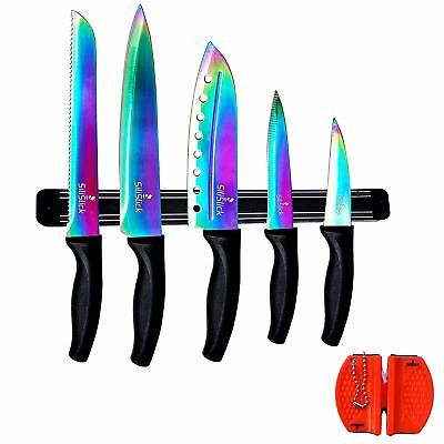 Rainbow Knife Kitchen Starter Set 5 Professional Grade Rainbow Blade Knives $35.97