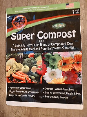 #ad organic compost 2 2 2 NPK. OMRI Listed. 8 Lb. Bag. New Sold by manufacturer. $27.97