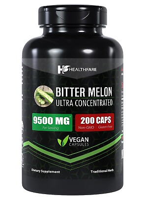 #ad Healthfare Organic Bitter Melon Extract 9500mg 200 Capsules Ultra Concentrated $24.99