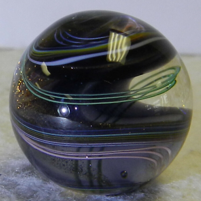 #ad #14716m Older 1994 Wald Glass Contemporary Ribbon Swirl Marble With Lutz Mint $49.99