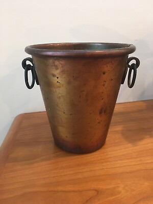 #ad Vintage Copper Bucket Planter w Iron Handles Hand hammered pottery Barn $69.50