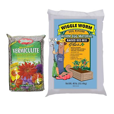 #ad WIGGLE WORM Worm Egg Material Raised Bed Mix and Hoffman Vermiculite 48 Lbs $48.47