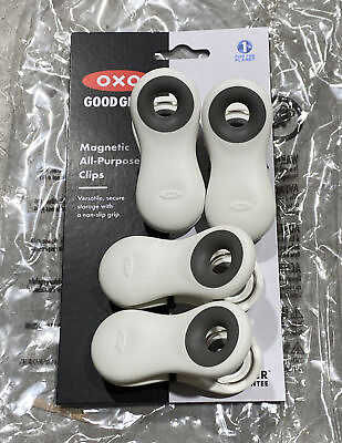 #ad OXO Good Grips Magnetic All Purpose Clip 4 White Strong Kitchen Bag Clip New $17.00