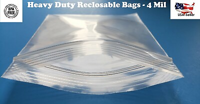Clear Zip Seal Plastic Bags 4 Mil Heavy Duty Poly Reclosable Zipper Top Lock 4ML $16.57