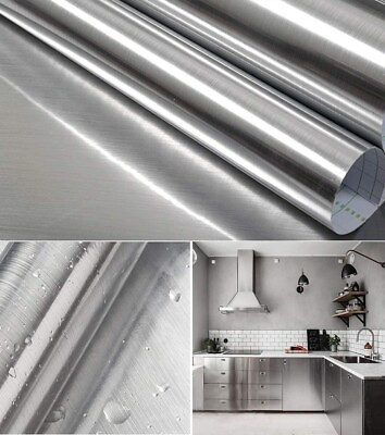 Stainless Steel Silver Contact Paper Vinyl Self Adhesive Film Kitchen Countertop $9.99