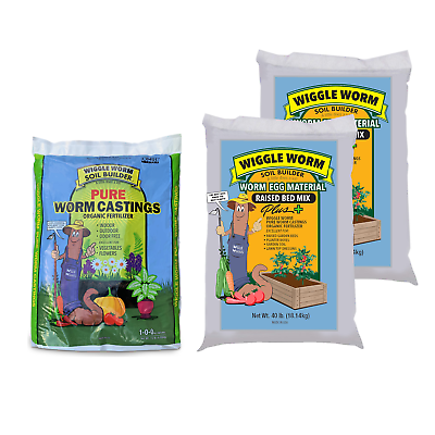 #ad WIGGLE WORM Earthworm Castings Organic Fertilizer w Raised Bed Mix 95 Lbs $80.57