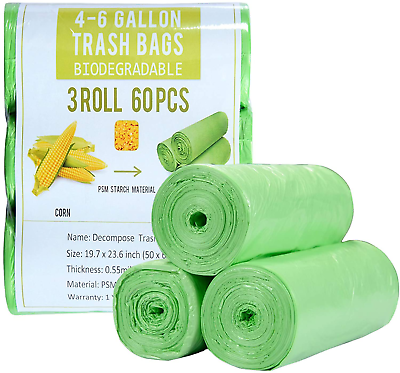 4 Gallon Small Trash Bags Biodegradable 60 Count Compostable Trash Bags $9.64