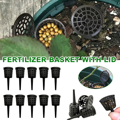 10 40Pcs Plastic Fertilizer Basket with Lid Garden Fertilizer Container Mesh Box $5.87