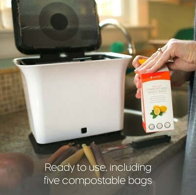 Full Circle Fresh Air Odor Free Kitchen Composter Compost Bin Green Slate w Bags $23.99