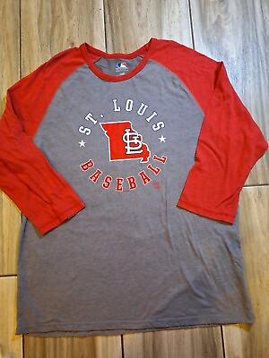 #ad MLB Genuine Merchandise St. Louis Cardinals Gray 3 4 Sleeve Mens Size Large $13.99