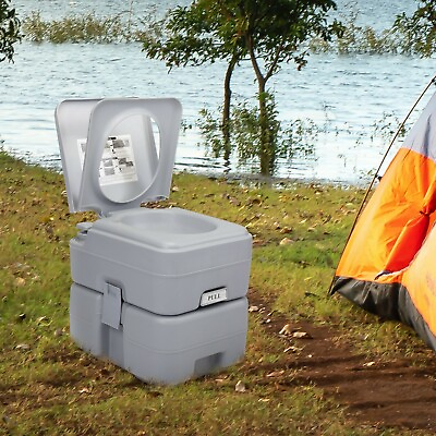 #ad Portable Toilet RV Travel Boating Potty w Rotating Spout Waste Tank Outdoor Gray $65.98