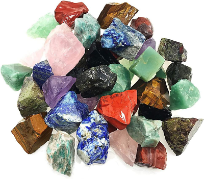 #ad 3 LB Bulk Rough Stone Mix Large 1quot; Natural Raw Crystals for Tumbling Cabbing $30.57