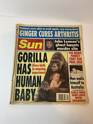Sun Tabloid Magazine February 28 1995. Gorilla Has Human Baby $11.99