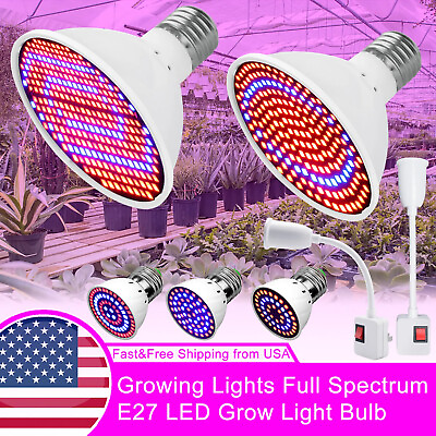 #ad LED Grow Light Bulb Full Spectrum Light for Indoor Plants Flowers Veg Growing US $4.95