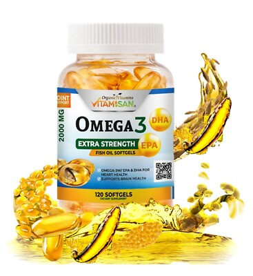 #ad Omega 3 2000mg XL BOTTLE 120 Anti Inflammatory supporJoint ReliefCONCETRATE $17.99