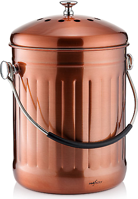 #ad Compost Bin Premium Stainless Steel Food Waste Bucket Matt Copper 1.3 Gallon $57.35