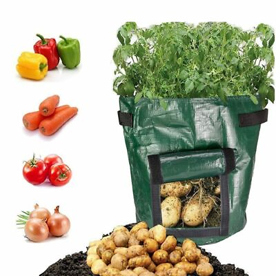 #ad 7 10 Gallon Potato Planting Bag Pot Planter Growing Garden Vegetable Container $7.89