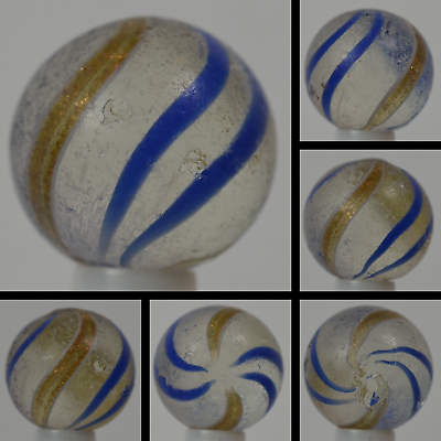 #ad #ad Handmade Blue Banded Lutz Marble 11 16 in Good Germany 1860 1920 S1220 $74.95