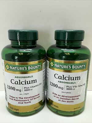 #ad X2 Nature#x27;s Bounty Absorbable Calcium Plus Vitamin D3 1200 mg 100 Softgels Each $29.99