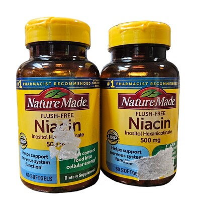 #ad #ad 2 Nature Made FLUSH FREE 500mg NIACIN 60 Softgels Each Exp 07 2024 120 Total $89.99